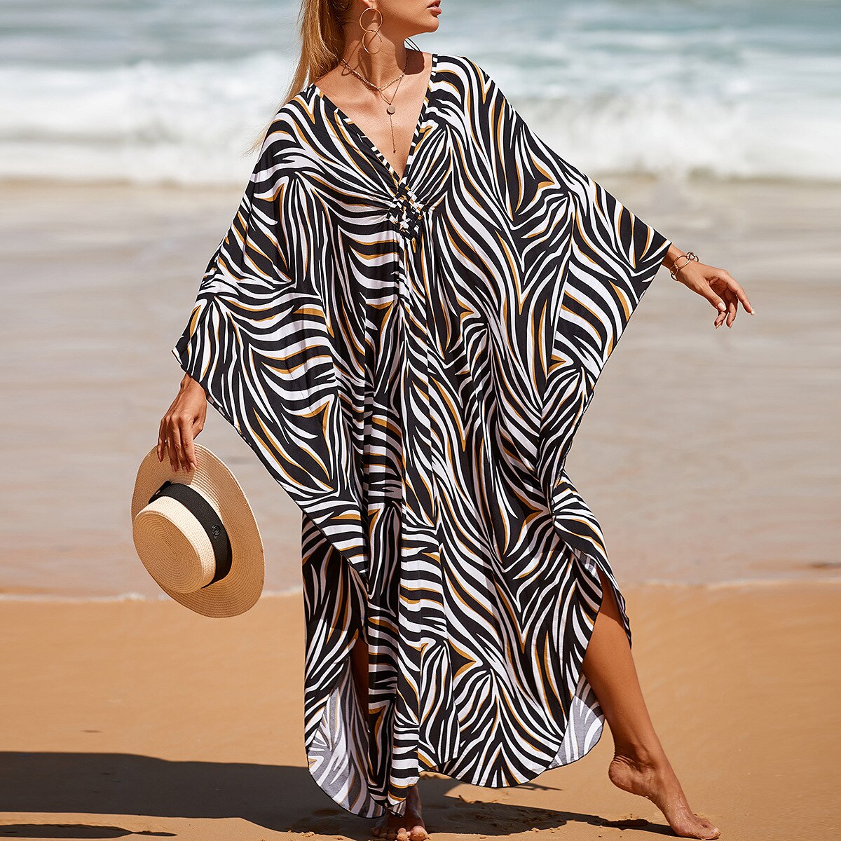 Summer One Size Print Smock Sundress Boho Dress
