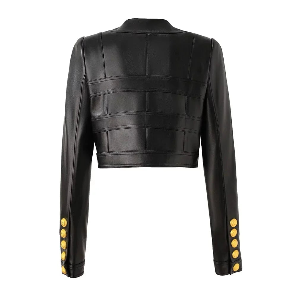 The Rochelle Faux Leather Cropped Moto Jacket