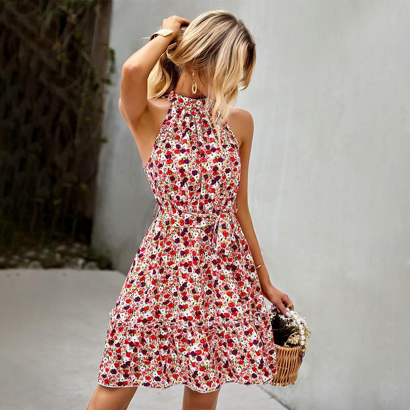Sleeveless A-line Bohemian Mini Dress Beach Dress