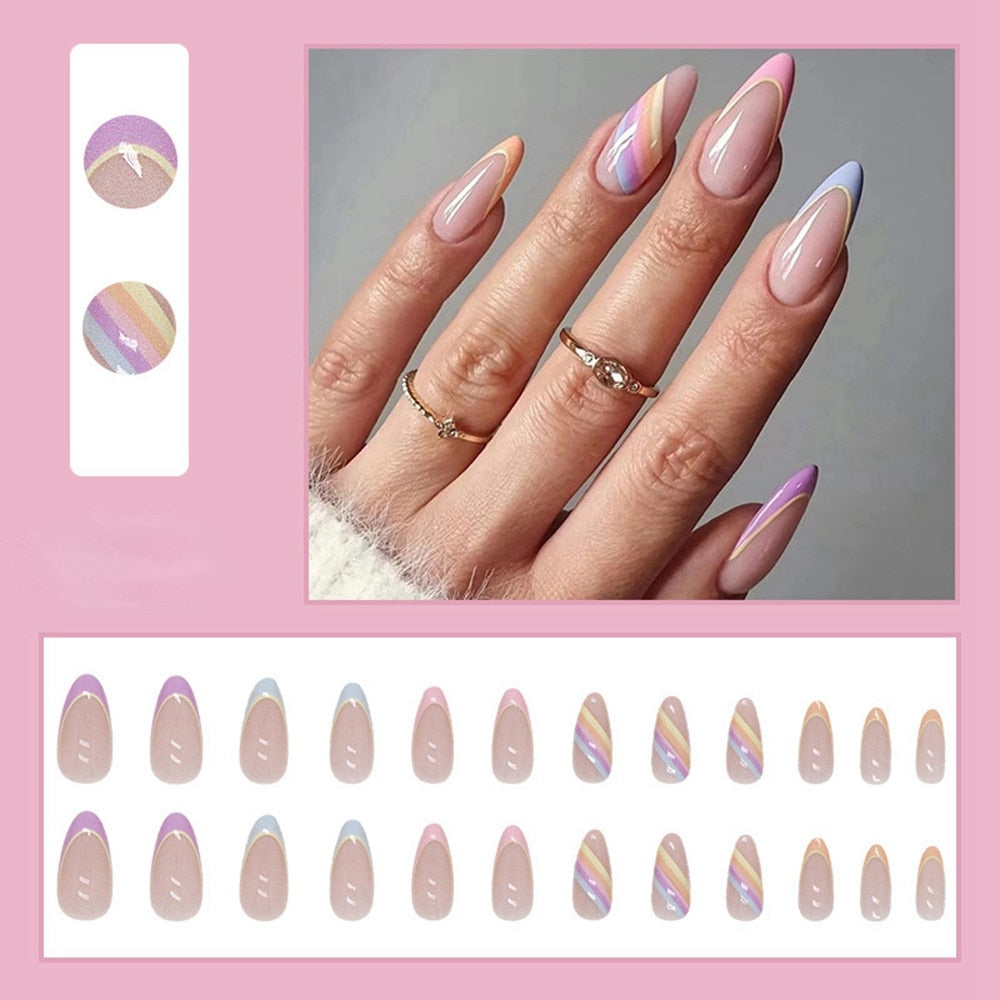 Simple French Wearable Fake Nails