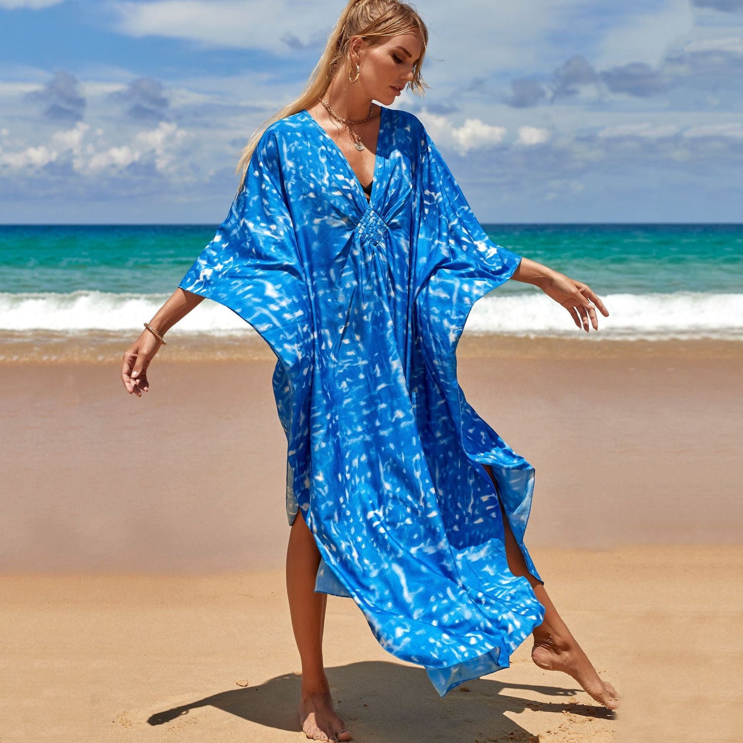 Summer One Size Print Smock Sundress Boho Dress