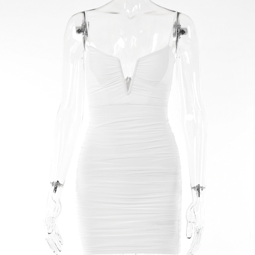 Spring Sexy Slim Elegant Clubwear Solid Sleeveless Backless Sheath Dress