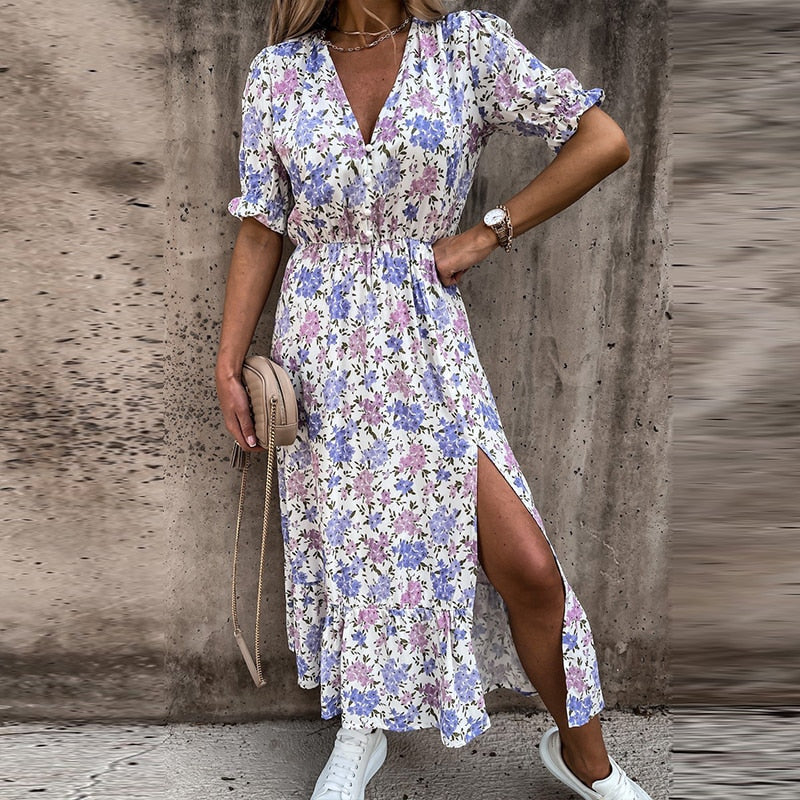 Vintage Floral Print Dress