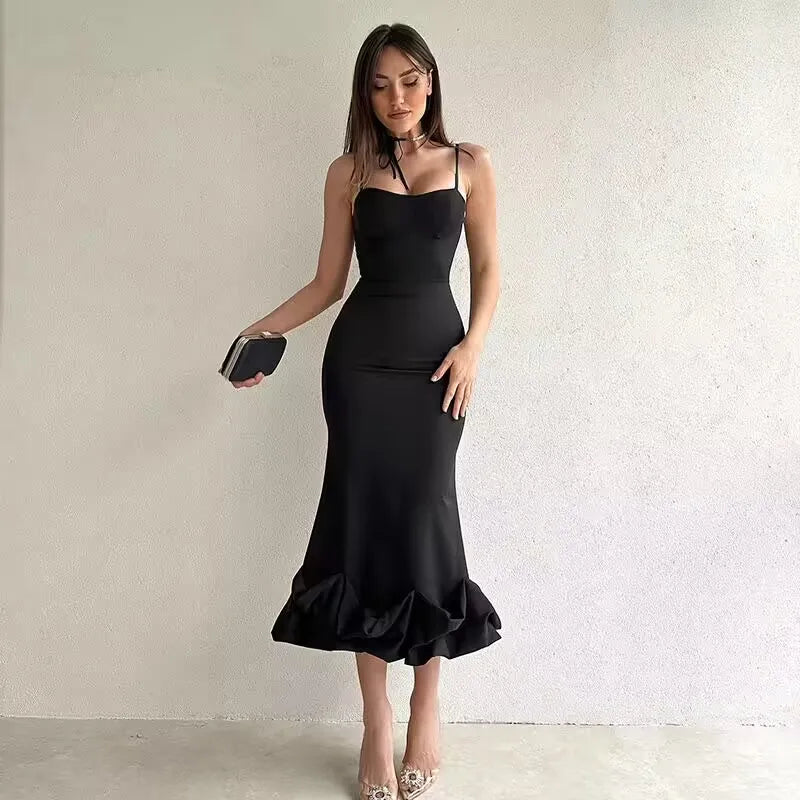 Sexy Sleeveless Backless Midi Dress