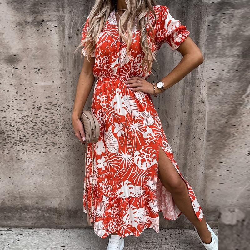 Vintage Floral Print Dress