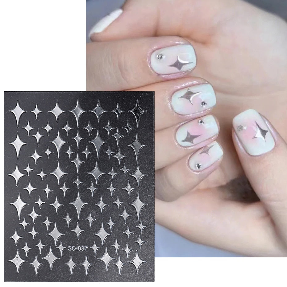 Silver Star Nail Stickers