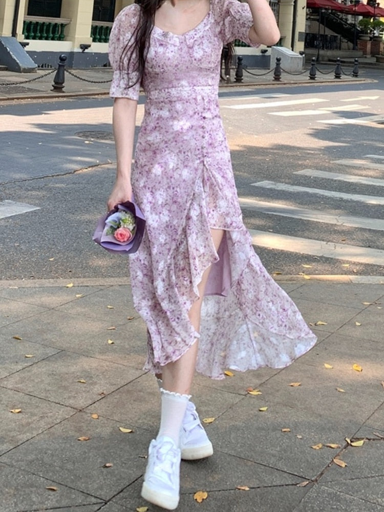 Summer Short Sleeve Fairy Floral Dress