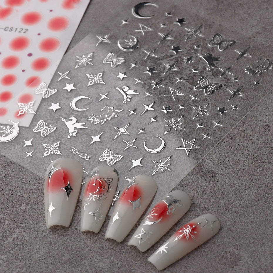 Silver Star Nail Stickers