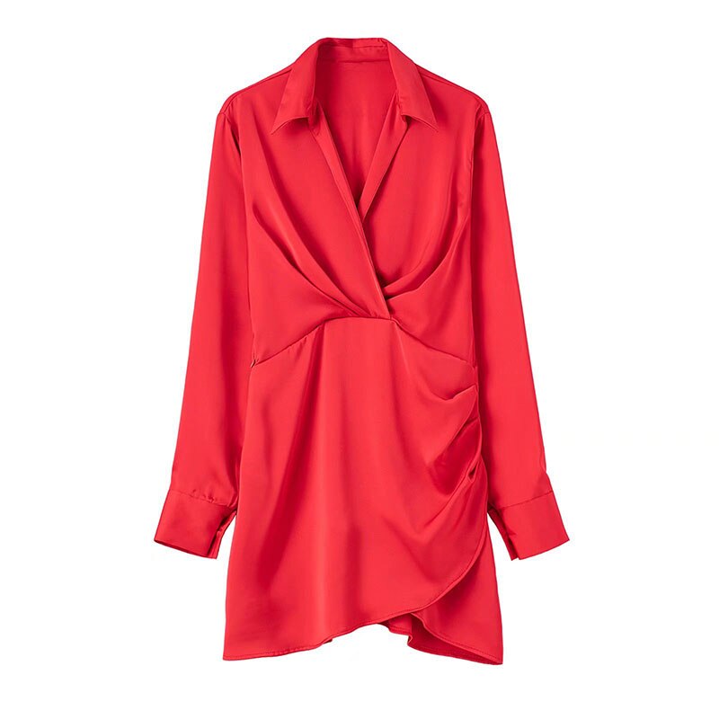 Gathered Pullovers Slim Elegant Female Dress