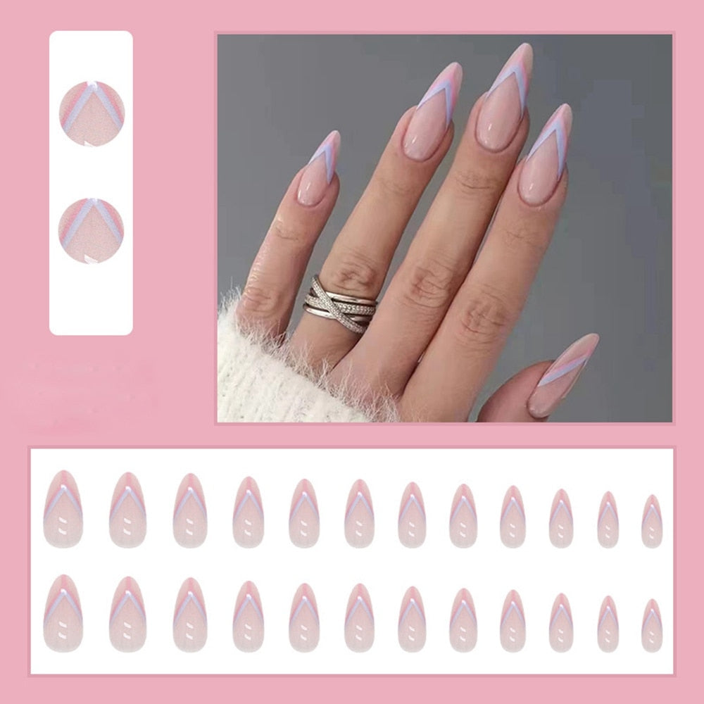 Simple French Wearable Fake Nails