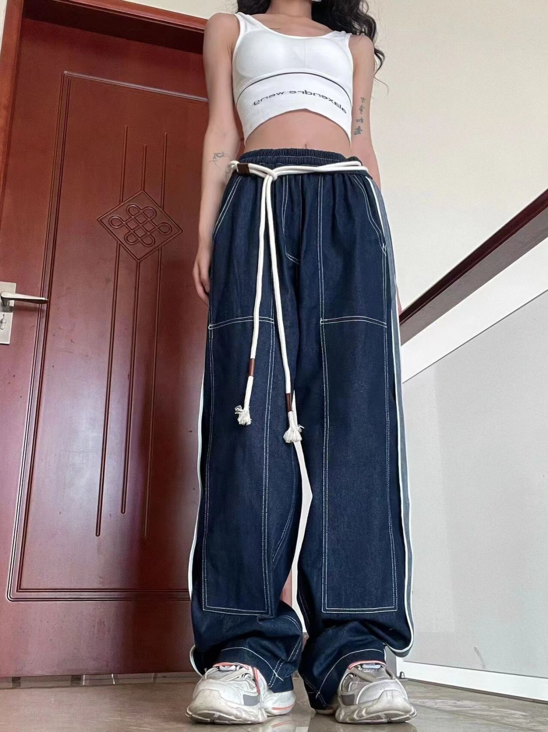 Contrast Stitch Vintage Baggy Jeans