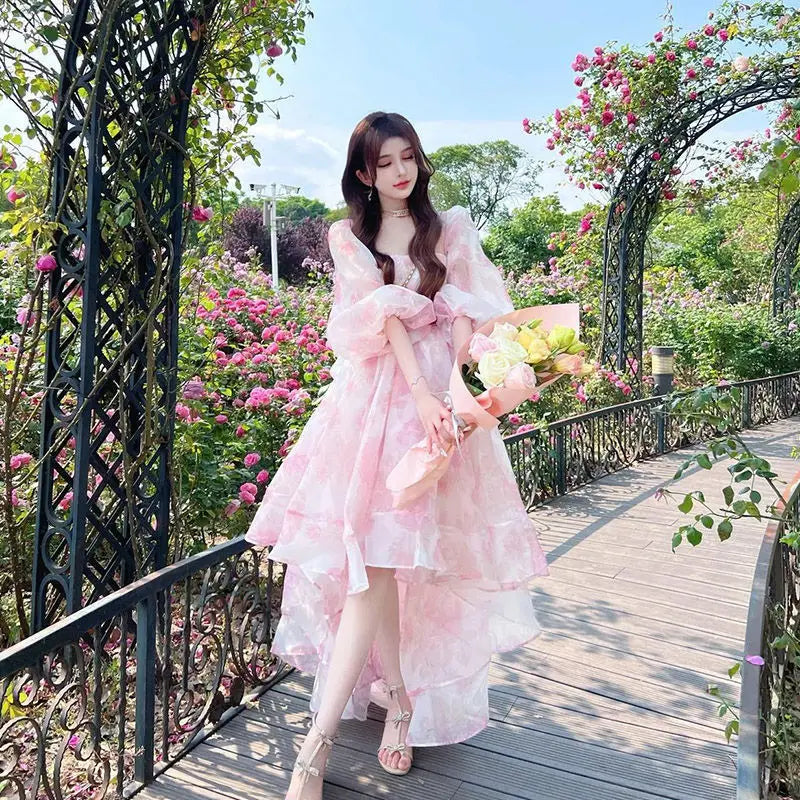 Vintage Floral Sweet Midi Dress