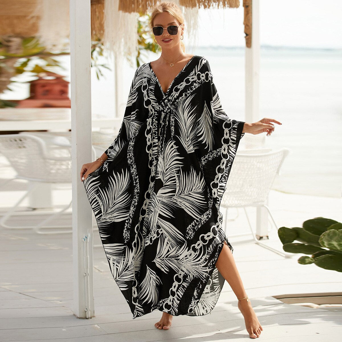 Summer One Size Print Smock Sundress Boho Dress