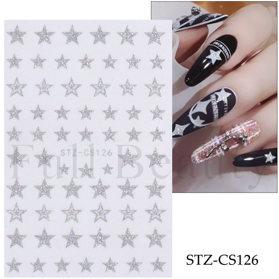 Silver Star Nail Stickers