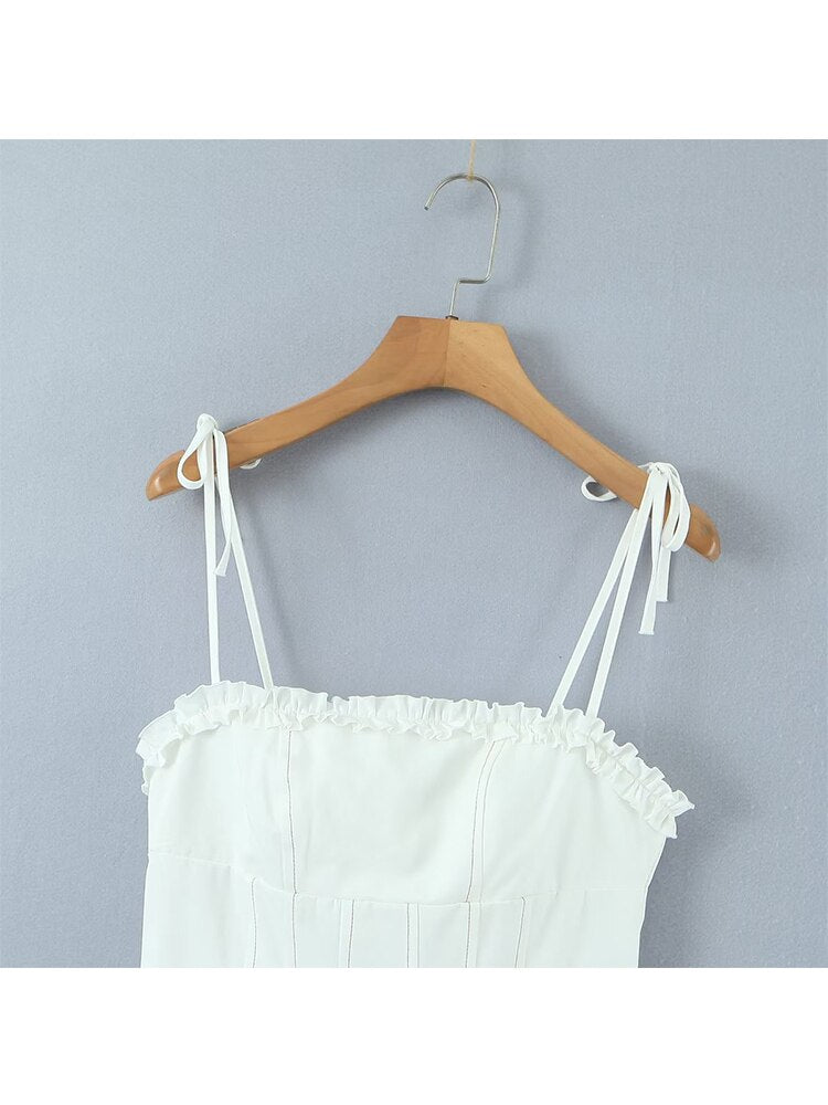 Cotton White Sling Mini Dress