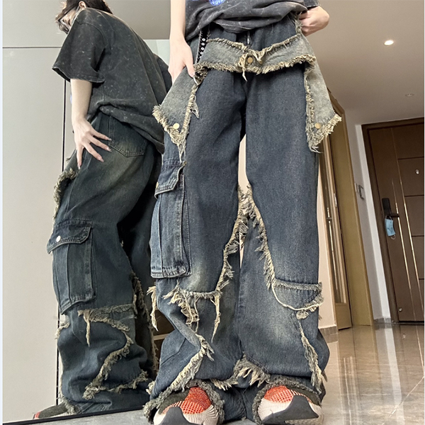 Star Patch Distressed Blue Boyfriend Jeans