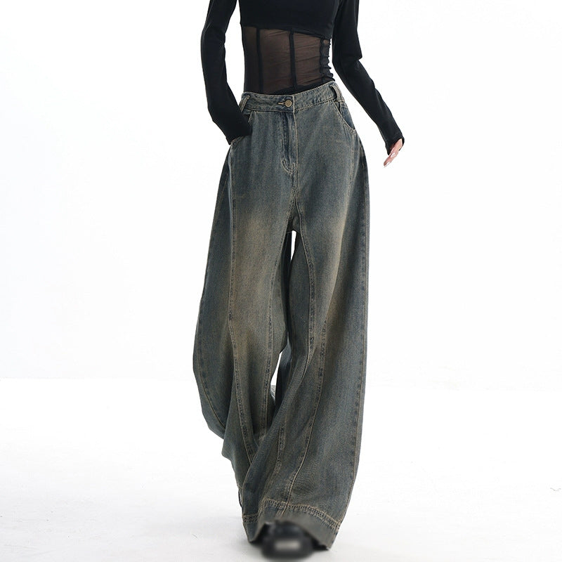 Vintage Stitch Details Baggy Boyfriend Jeans