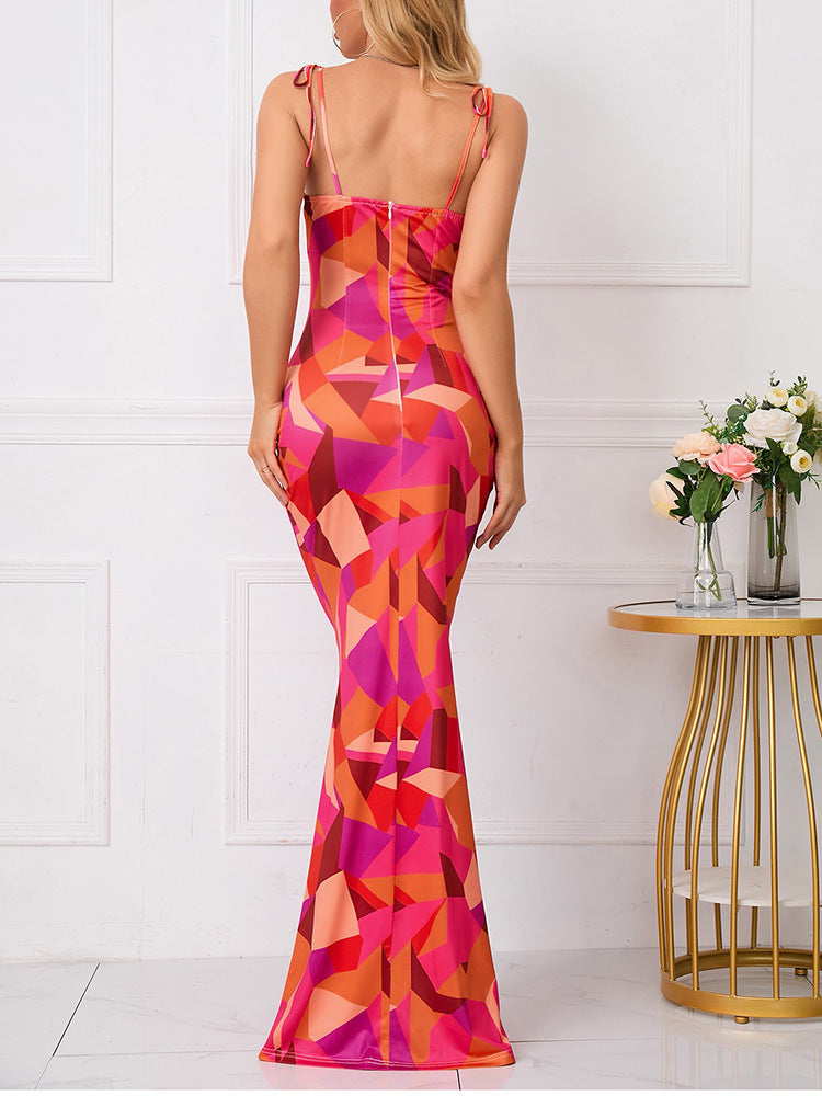 Open Back Floral Print Dress