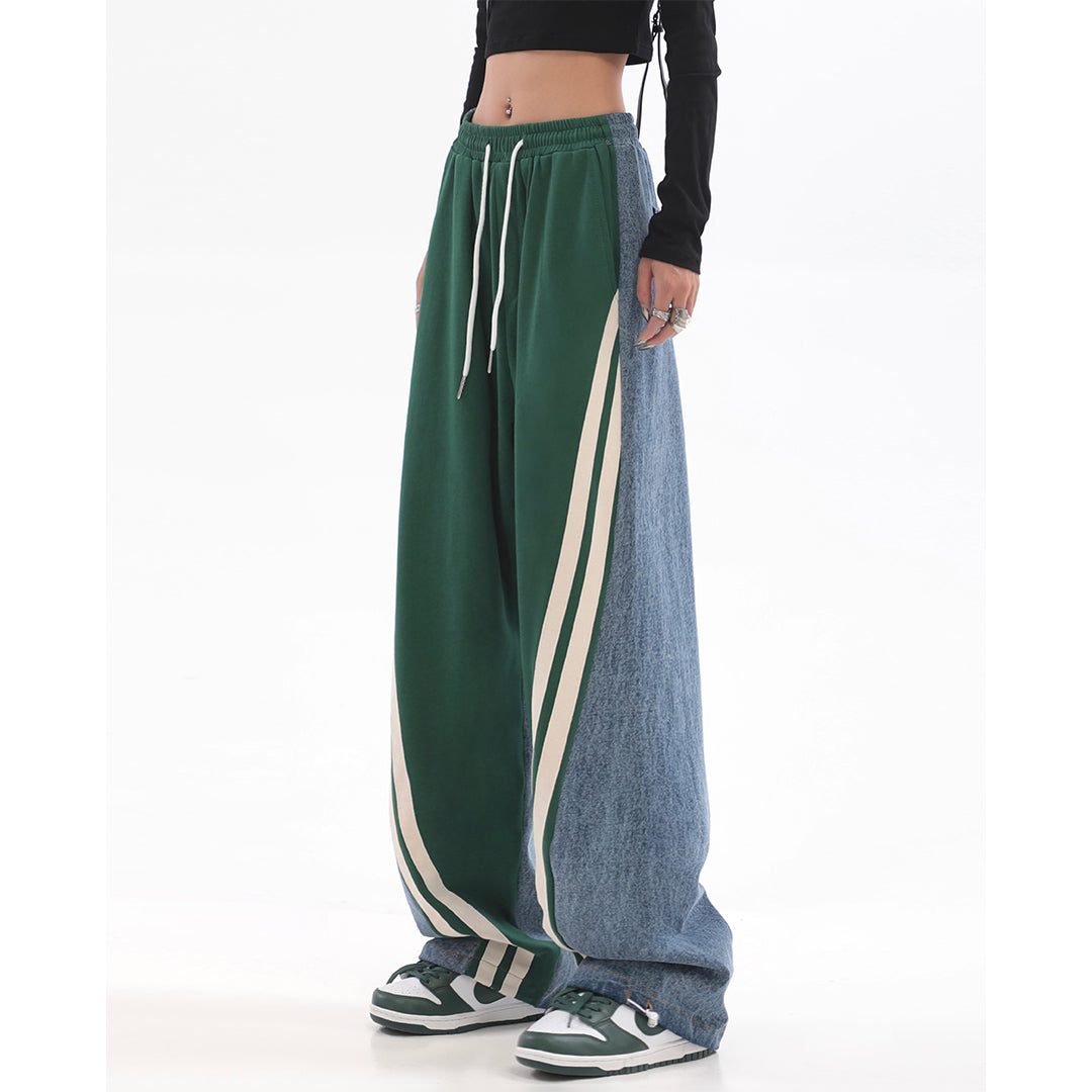 Patchwork Striped Baggy Boyfriend Jeans