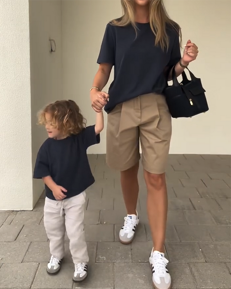 Cotton Crew Neck Short Sleeve Top Shorts Two Piece Set