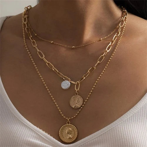 Pearl Pendant Golden Chain Design Necklace