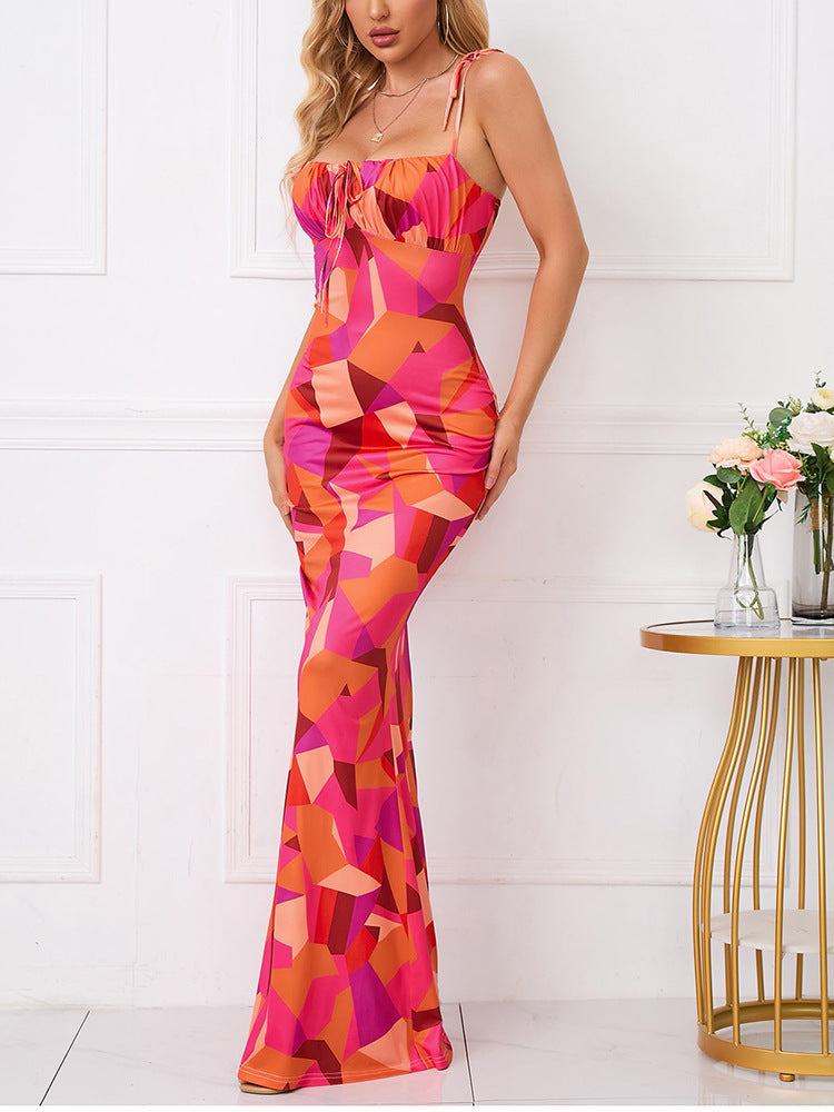 Open Back Floral Print Dress