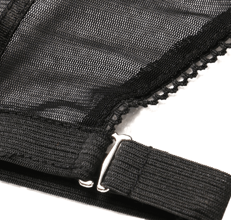 Underwire Embroidered Black Temperament Lingerie.