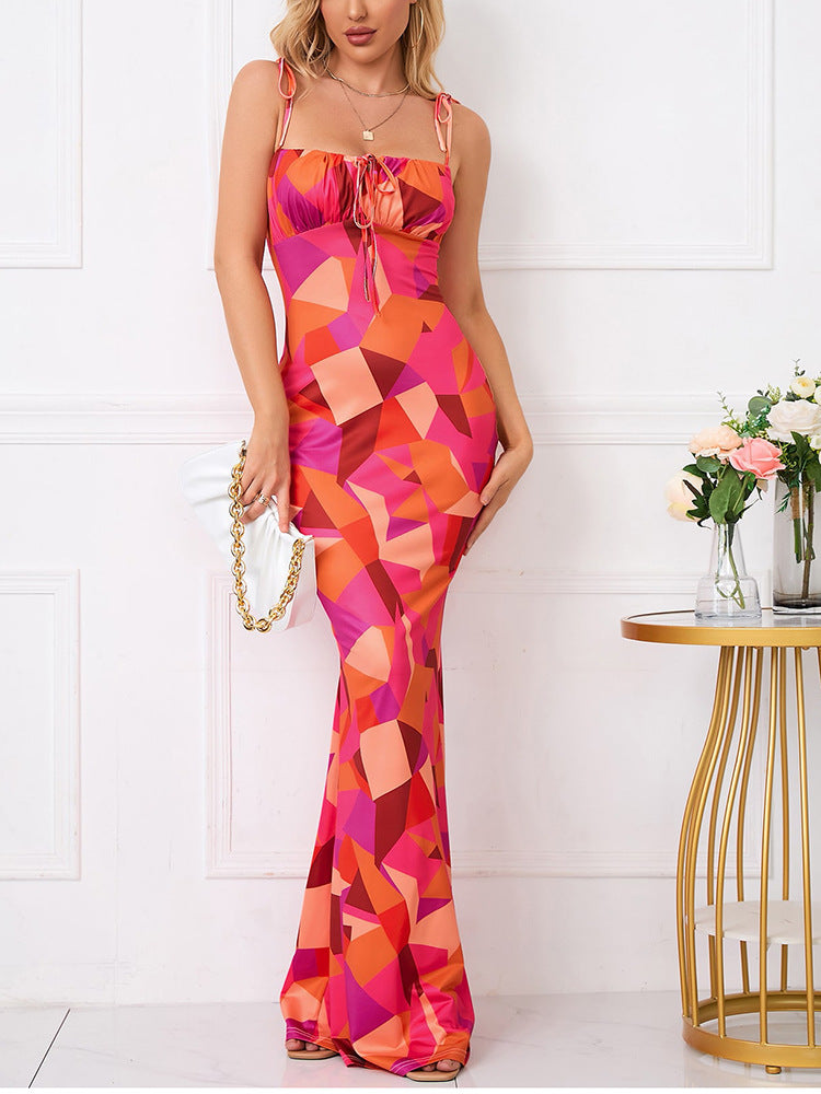 Open Back Floral Print Dress