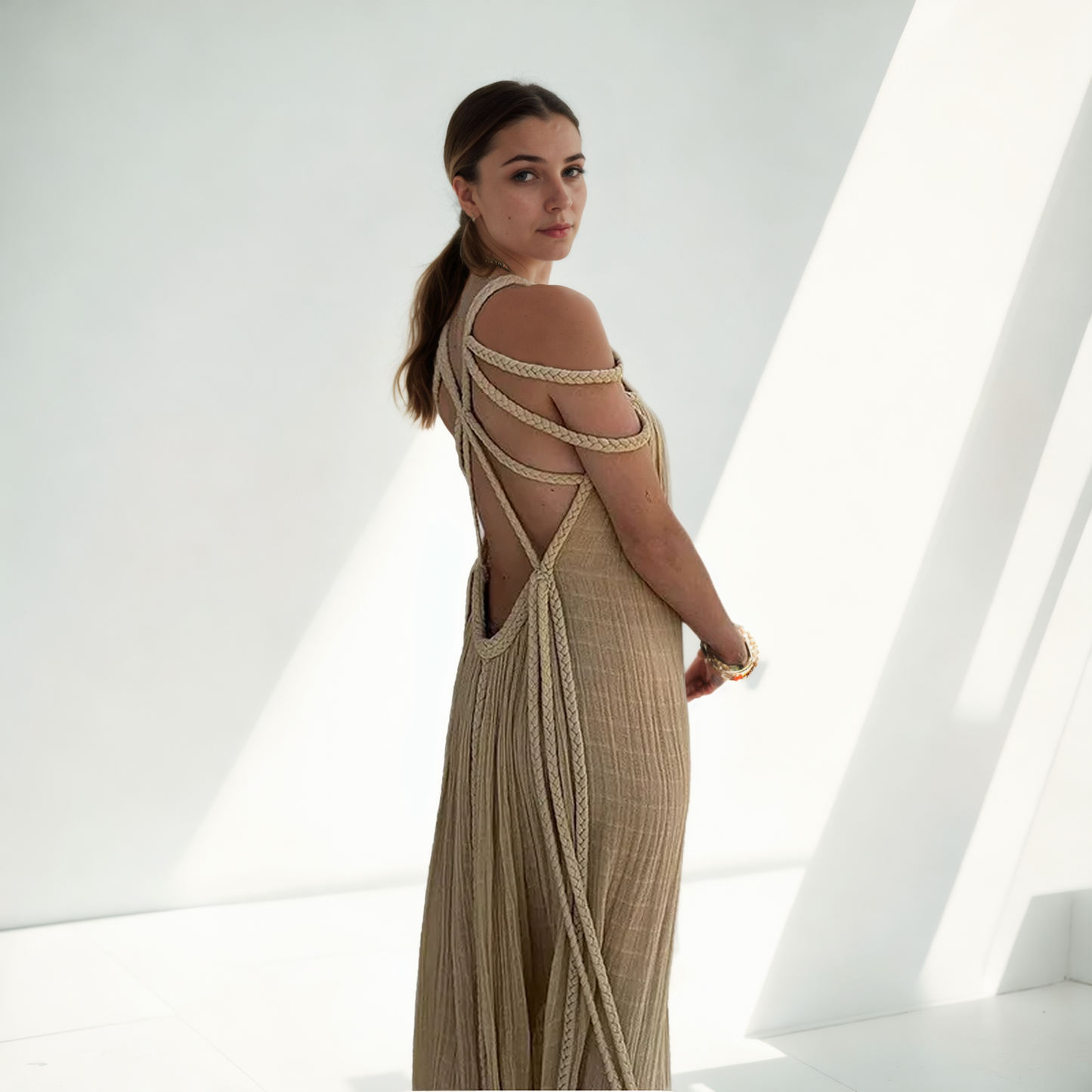 Spring Breeze: Rope Strapless Halter Loose Beach Dress