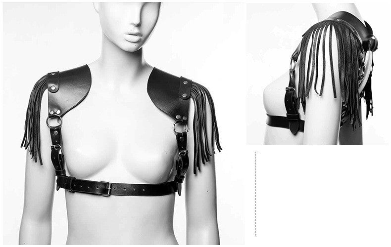 Black Long Fringe Shoulder Guard Strap