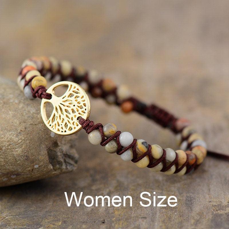 Tree Charm Bracelets African Japser String Braided Bracelets