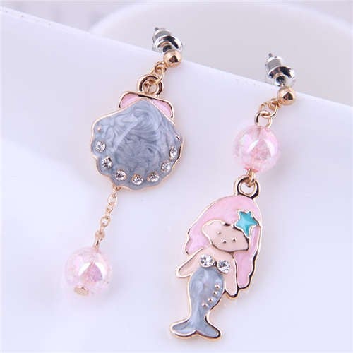 Oceanic Allure Shell and Mermaid Earrings