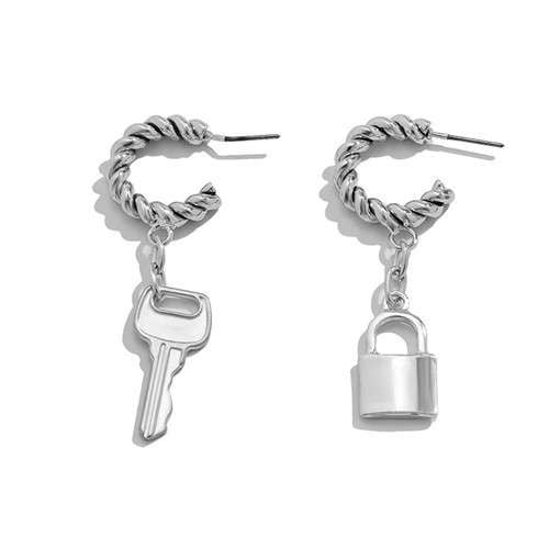 Silver Twist of Fate C Shape Earrings