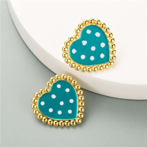 Teal Heart Vintage Studs