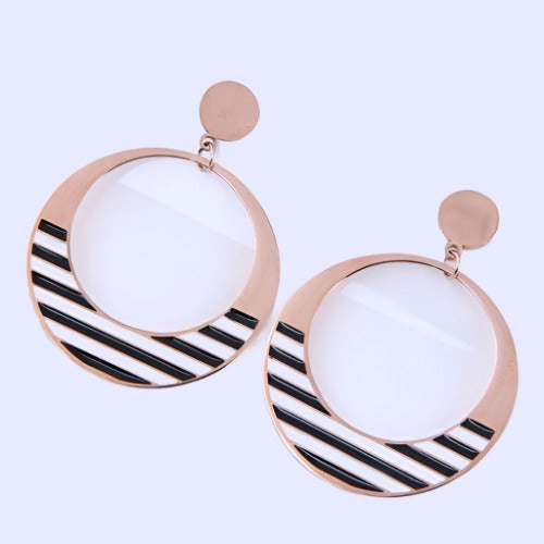 Black and White Zebra Essence Bold Hoops