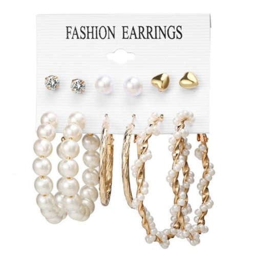 Luxury Pearl Hoop Array (6 Piece Set)