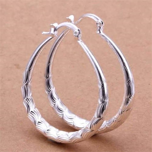 Waves Silver Plated Big Hoop Earrings