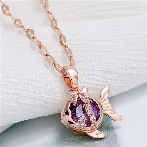 Marine Purple: Tropical Fish Necklace