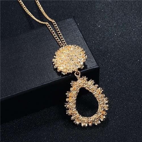 Raindrop Gold: Hollow Waterdrop Necklace