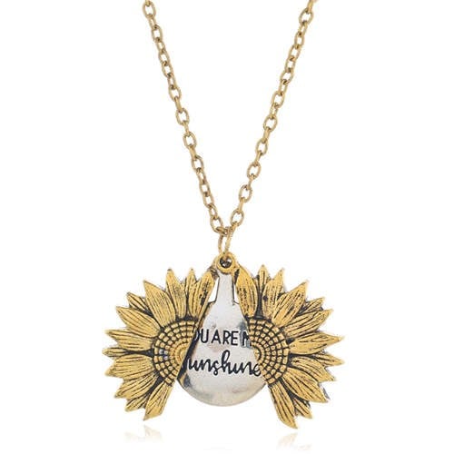 Sunflower Gold: Vintage Engraving Necklace