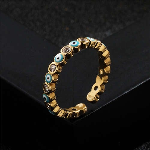 Azure Gaze: Gold-Plated Copper Eye Ring