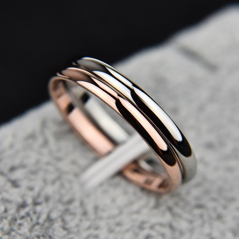 Titanium Steel & Rose Gold Ring