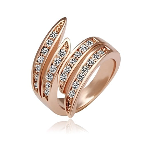Cross Blade Sparkle: 18K Rose Gold Ring