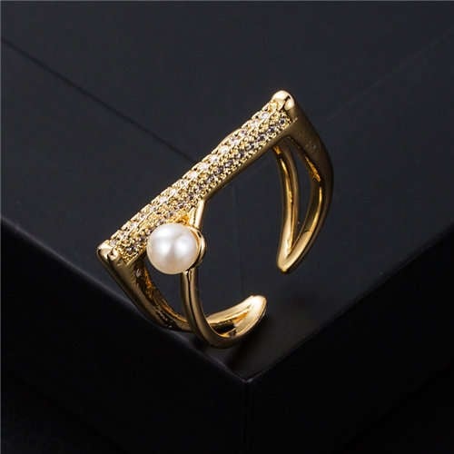 Pearlescent Geometric: Gold-Plated Copper Ring