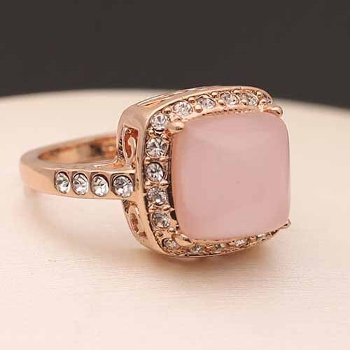 Pink Opal Statement: 18K Rose Gold Ring