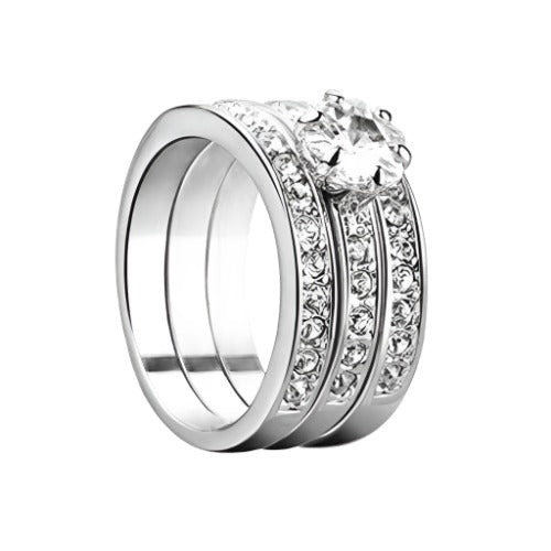 Platinum Crystal: Austrian Triple Ring Set