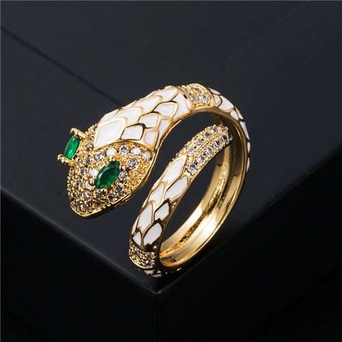 Ivory Serpent: Oil-spot Glaze Animal Series Ring