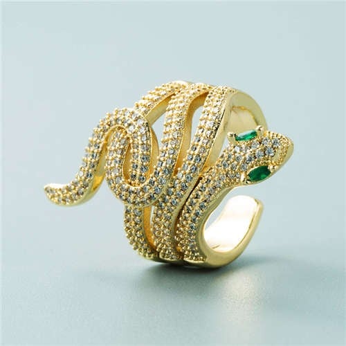 Zirconia Serpent: Bold Statement Ring - White