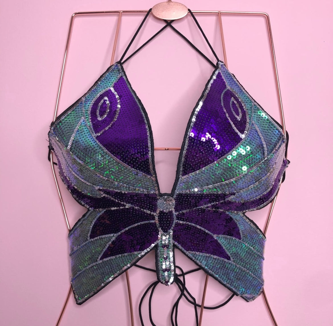 HALSEY BUTTERFLY SEQUIN TOP