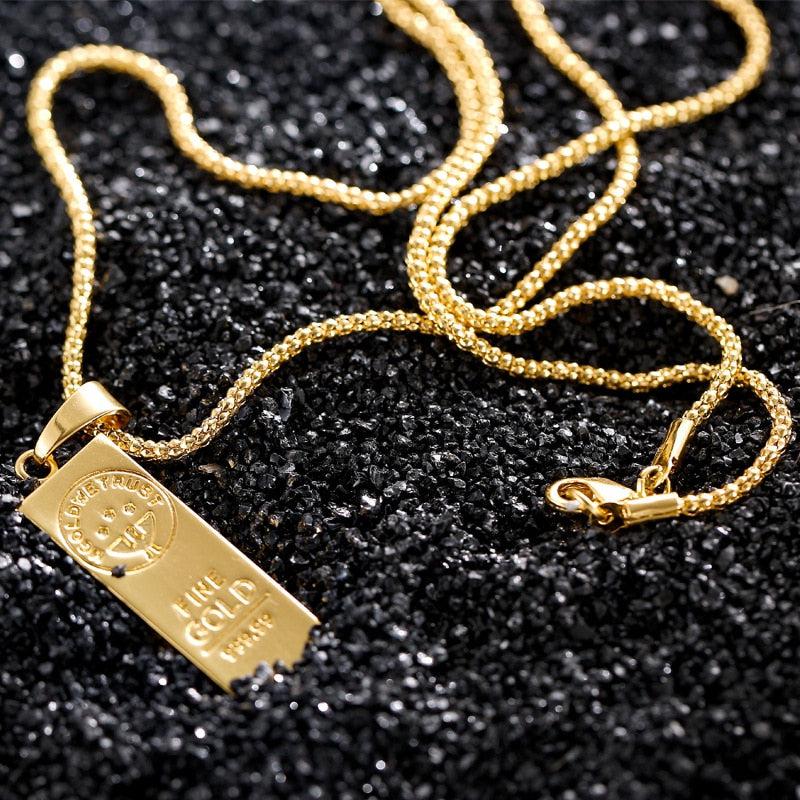 MGOLD WE TRUST" Australia Gold Color Bars Pendant Men Necklace
